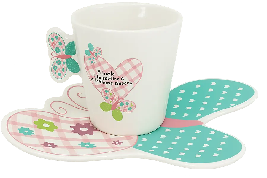 طقم قهوة فراشه بورسلين ، 12 قطعة ،3001