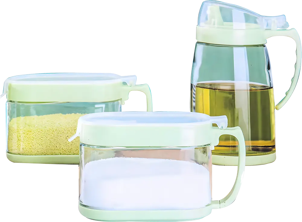 طقم برطمانات للتوابل والبقوليات زجاج 6 قطع، وزياتة، شفاف، موديل 114