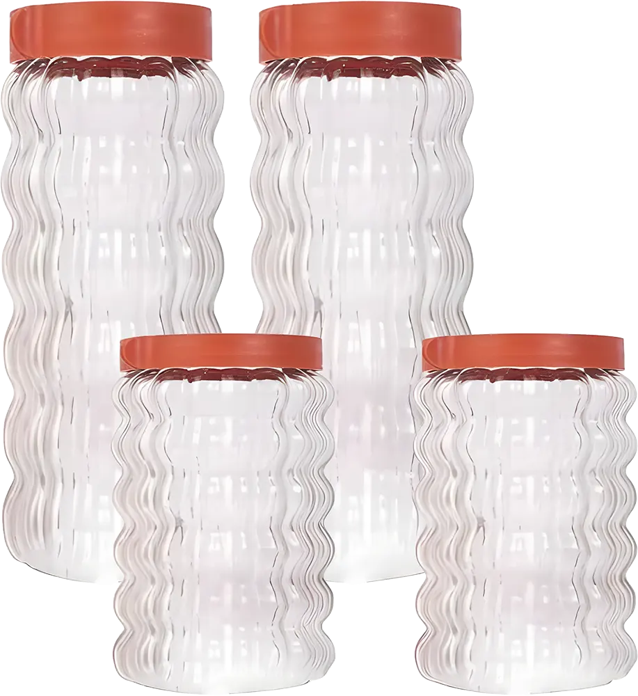 طقم برطمان توابل زجاج 4 قطع بغطاء، شفاف، كود 20