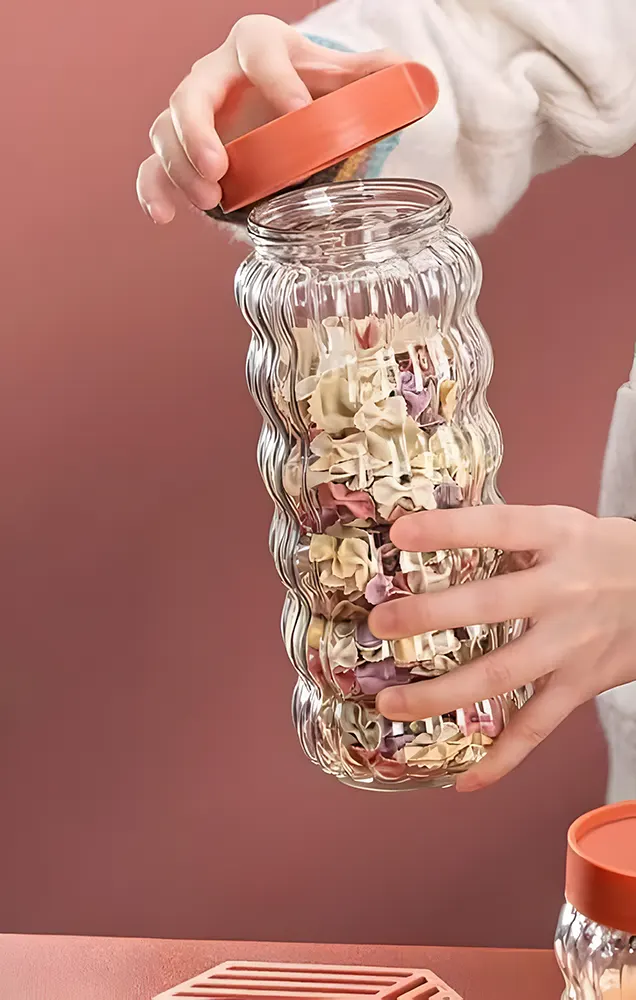 طقم برطمان توابل زجاج 4 قطع بغطاء، شفاف، كود 20