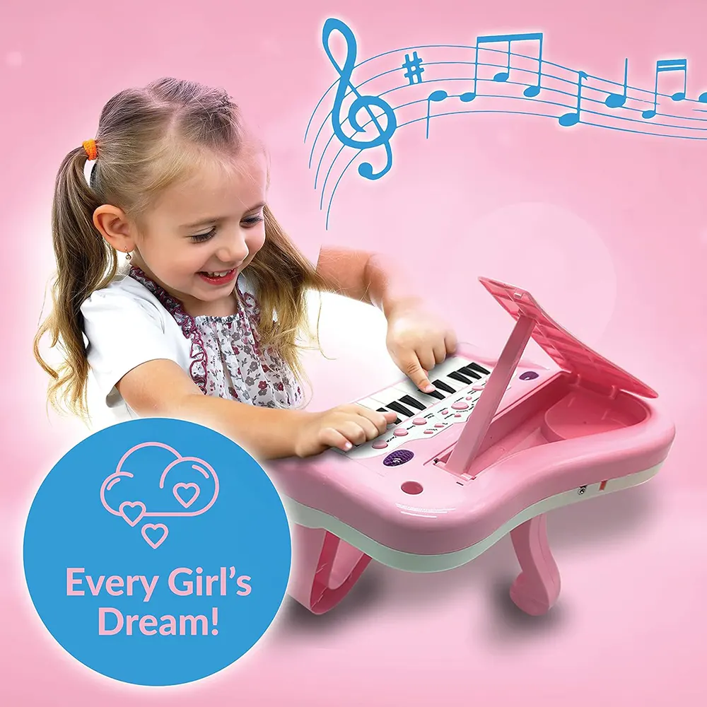Girls piano toy with built-in microphone, multiple music modes, suitable for children 3 years and older