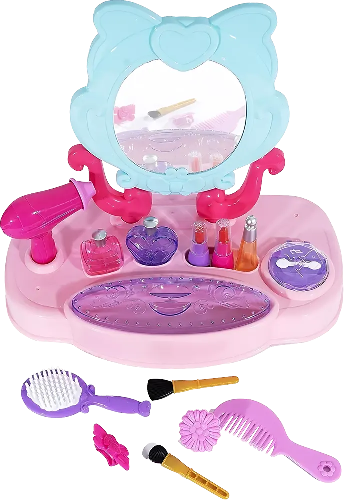 مجموعة ادوات تزيين الشعر والتسريحة للاطفال، مرآة و فرش شعر و اكسسوارات، مناسب للأطفال  من عمر 3 سنوات فما فوق، 031-009