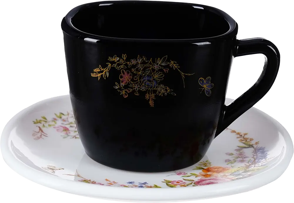 Arcopal 60-Piece Octagonal Dinner Set, Black, Model 2555