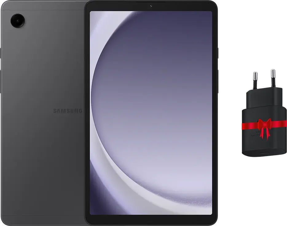 تابلت سامسونج جلاكسي A9، شاشة 8.7 بوصة، ذاكرة داخلية 128 جيجابايت، رامات 8 جيجابايت، شبكة الجيل الرابع، أسود + شاحن هدية