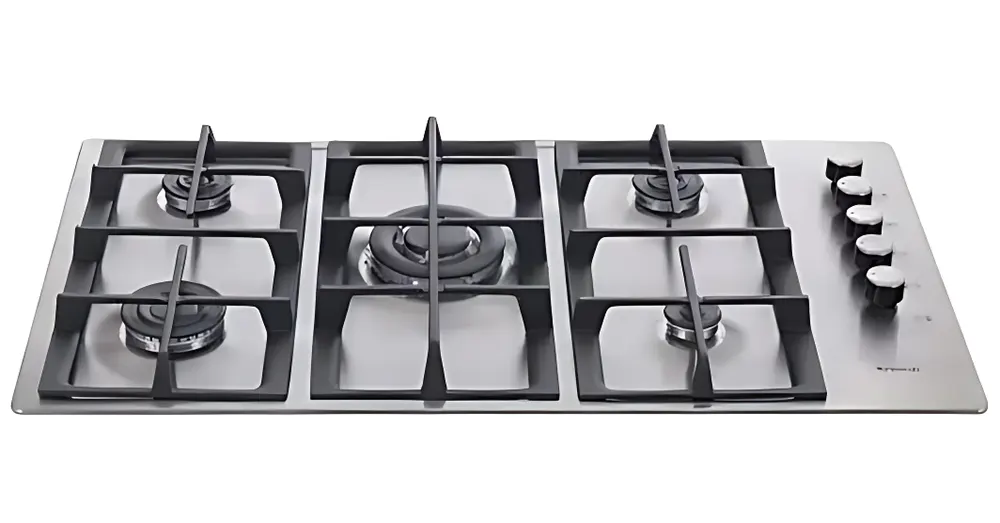 بوتاجاز مسطح بلت ان ناردي، 90 سم، 5 شعلة غاز، حوامل زهر، فضي، SCG55