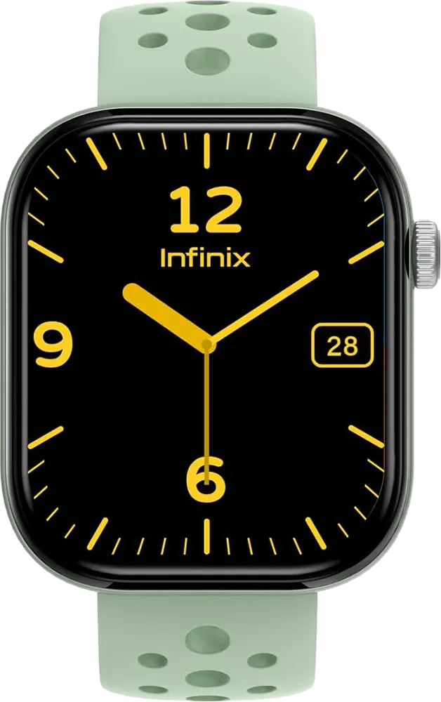 ساعة انفينيكس الذكية XWatch H4، شاشة لمس FHD مقاس 2.04 بوصة، بلوتوث V5.3، مقاومة للماء IP68، بطارية 300 مللي أمبير، سوار سيليكون، أخضر