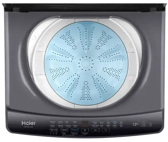 غسالة ملابس فوق اتوماتيك هاير تحميل علوي، 13 كيلو، شاشة ديجيتال، باب هايدروليك، فضي غامق، HWM130-316S8