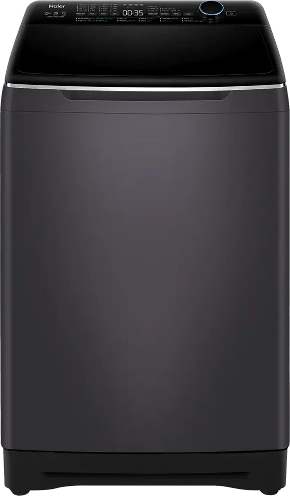 غسالة ملابس فوق اتوماتيك هاير تحميل علوي، 12 كيلو، شاشة ديجيتال، موتور انفرتر، باب هايدروليك، رمادي غامق، HWM120-B2178S8