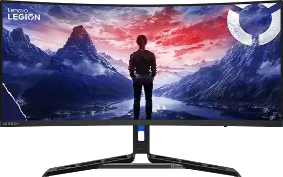 شاشة كمبيوتر للألعاب لينوفو Legion، شاشة منحنية 34 بوصة، دقة W-QHD 3440 × 1440، تردد 180 هرتز، 350 نيت، أسود، R34W-30