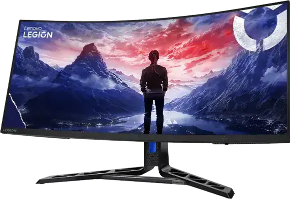 شاشة كمبيوتر للألعاب لينوفو Legion، شاشة منحنية 34 بوصة، دقة W-QHD 3440 × 1440، تردد 180 هرتز، 350 نيت، أسود، R34W-30
