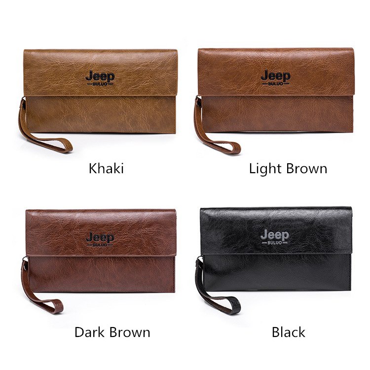JEEP 1619 Men Long PU Business Fashion Modern Genuine Leather Wallet Handbags