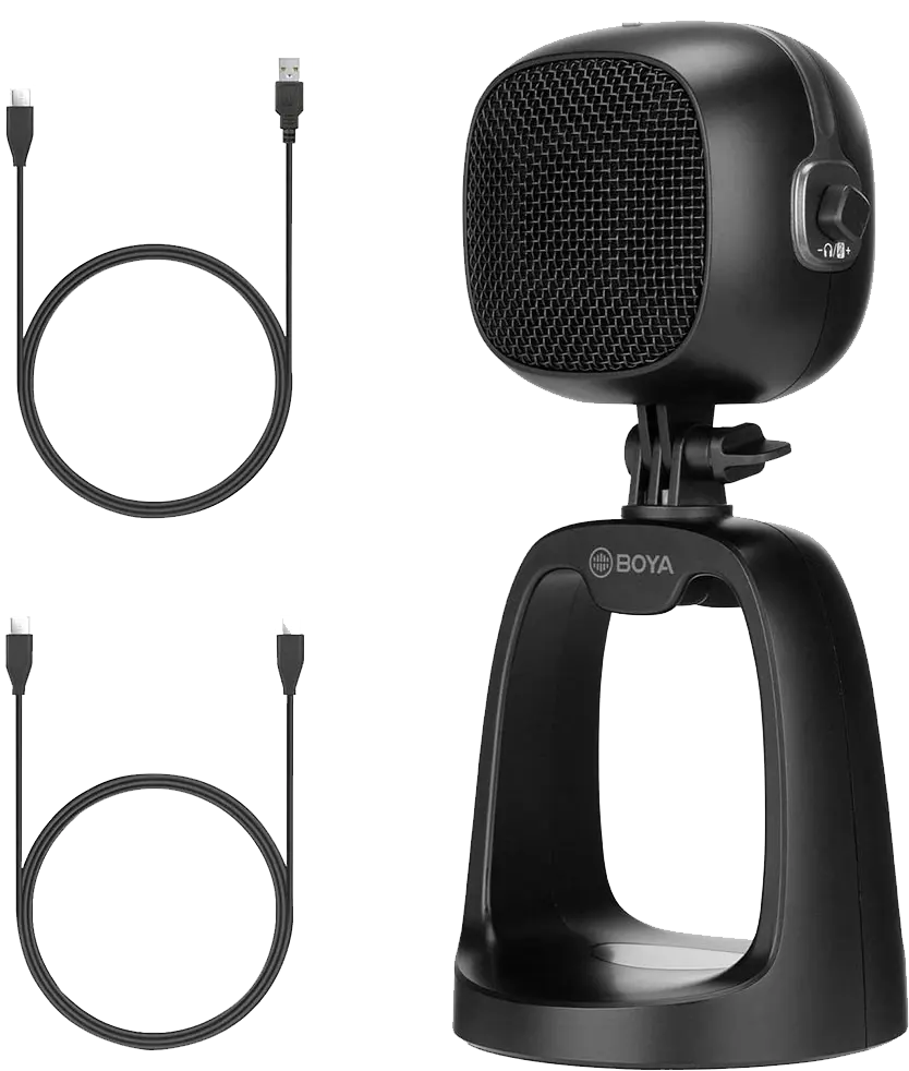 BOYA BY-CM6 Wired Condenser Desktop Microphone, Cardioid Pickup Pattern, 20Hz-20kHz Frequency, Type-C Port, 3.5mm Headphone Output, Black