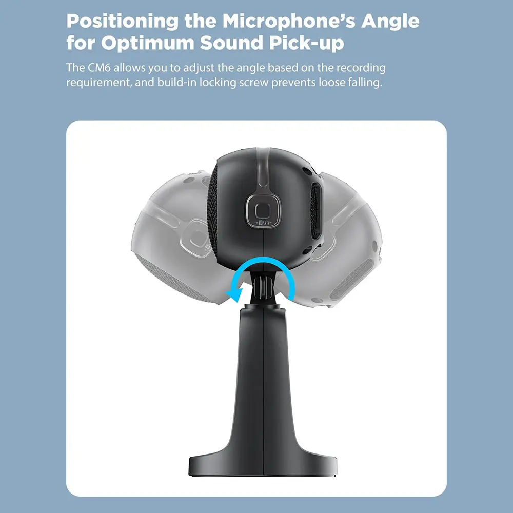 BOYA BY-CM6 Wired Condenser Desktop Microphone, Cardioid Pickup Pattern, 20Hz-20kHz Frequency, Type-C Port, 3.5mm Headphone Output, Black