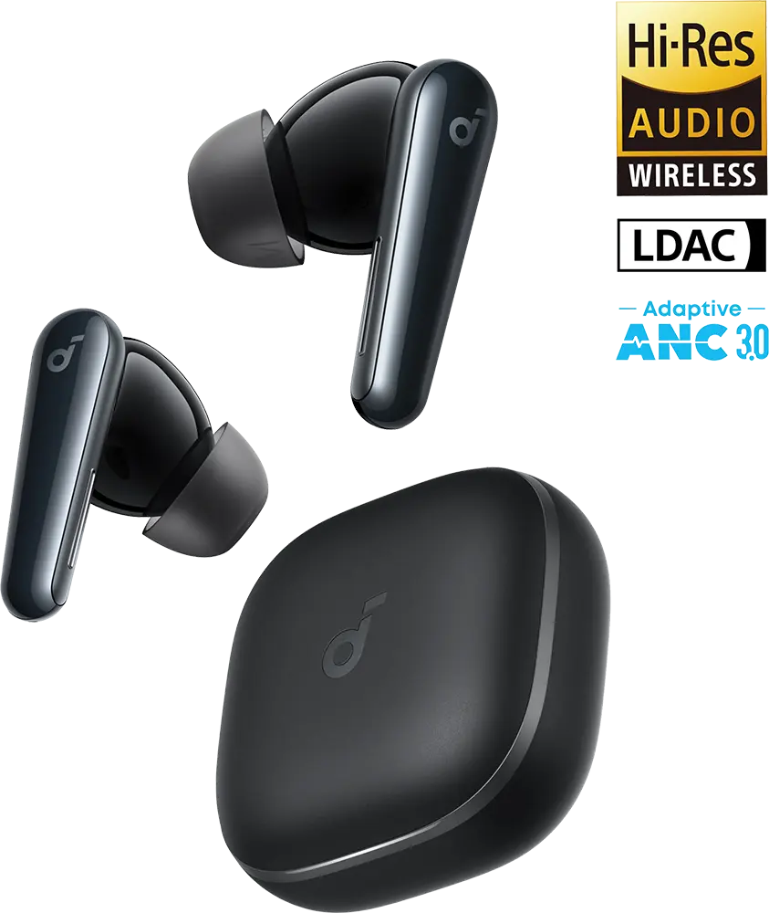 سماعة أذن لاسلكية أنكر ساوندكور ليبرتي 5، بلوتوث 5.4، مقاومة للماء ip55، إلغاء ضوضاء نشط تكيفي 3.0، وقت تشغيل 48 ساعة، اسود، A3957H11