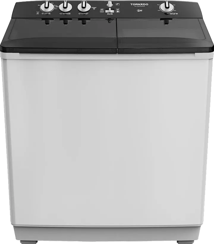 غسالة ملابس هاف اتوماتيك تورنيدو ، 7 كيلو ، 1400 لفة ، مزودة بموتورين ، أبيض*أسود ، TVH-HM07T(WK)