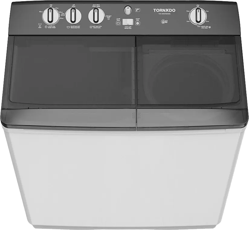 غسالة ملابس هاف اتوماتيك تورنيدو ، 7 كيلو ، 1400 لفة ، مزودة بموتورين ، أبيض*أسود ، TVH-HM07T(WK)