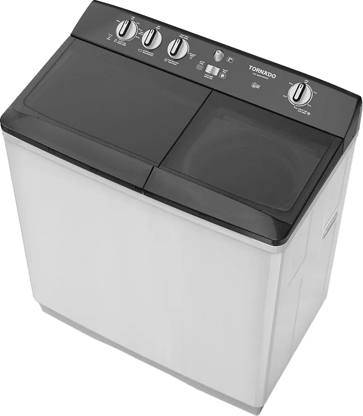 غسالة ملابس هاف اتوماتيك تورنيدو ، 7 كيلو ، 1400 لفة ، مزودة بموتورين ، أبيض*أسود ، TVH-HM07T(WK)