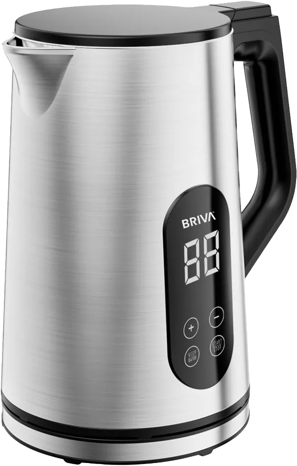 Briva Stainless Steel Kettle 1.7L, 2200W, Digital Display, Silver, Model WK190