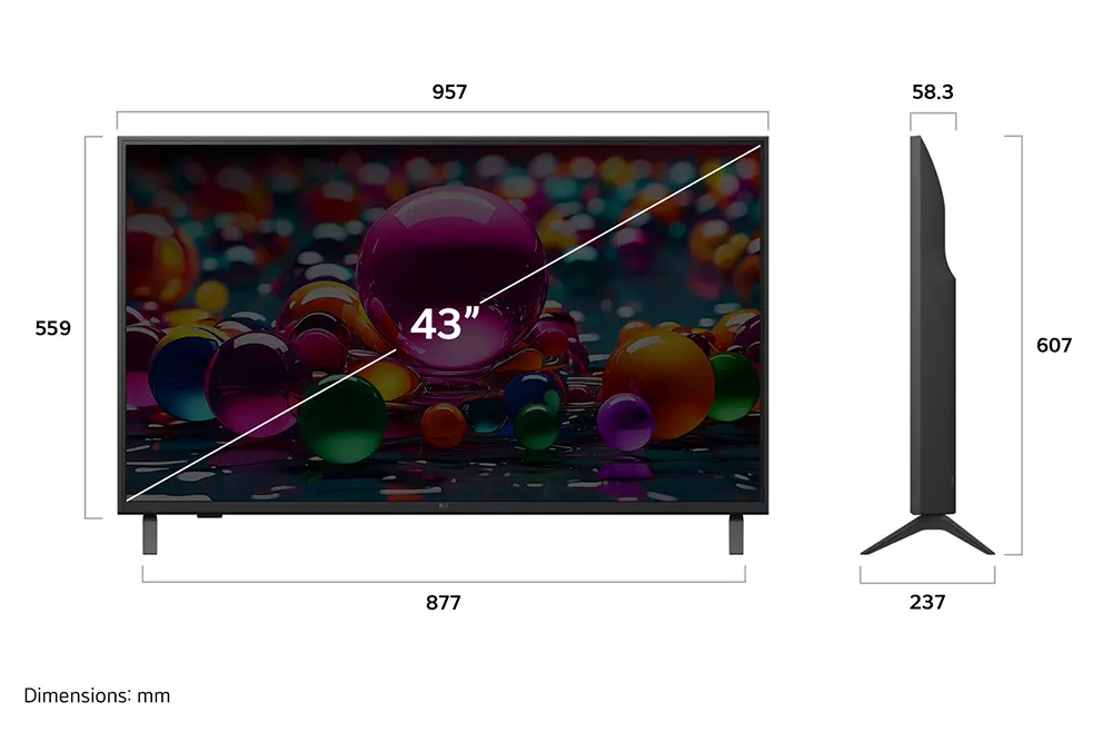 شاشة ال جي سمارت ،43 بوصة ، led، دقة 4K UHD، ريسيفر داخلي، واي فاي، 43UA85006LA موديل (2025)