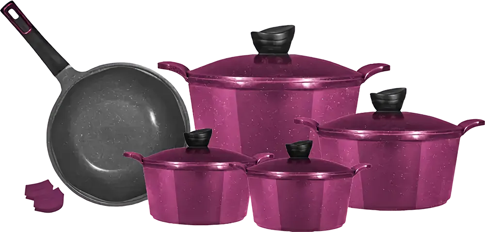 Glory Lux Granite Hexagon Cookware Set, 11 Pieces, Dark Purple