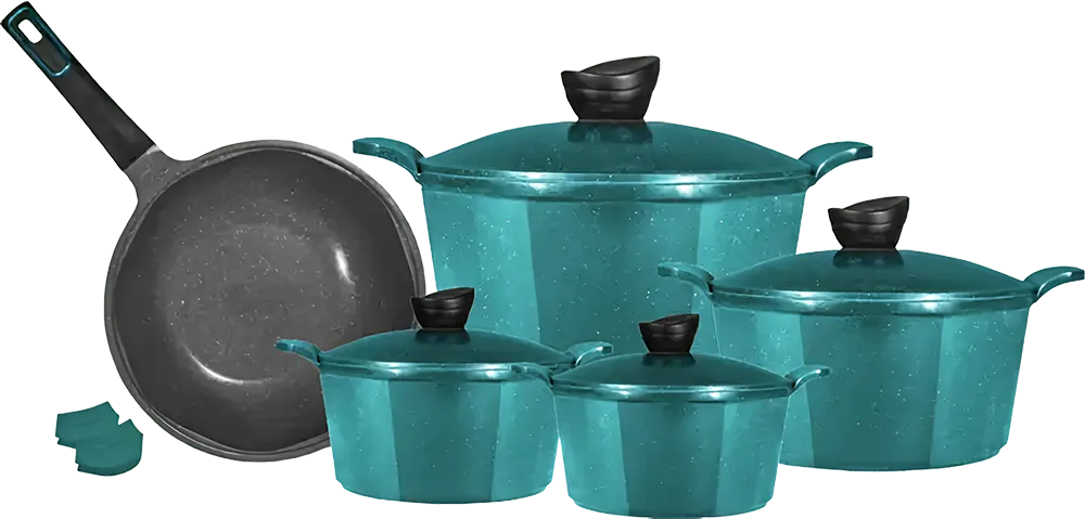 Glory Lux Granite Hexagon Cookware Set, 11 Pieces, Green