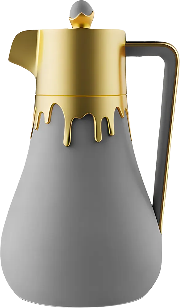 Al-Andalos Tea Thermos, 1 Liter Capacity, For Hot And Cold Drinks, Gold*Grey Color