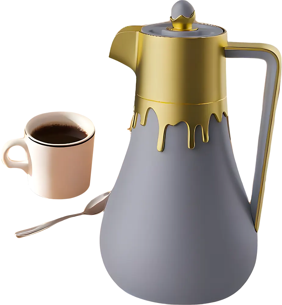 Al-Andalos Tea Thermos, 1 Liter Capacity, For Hot And Cold Drinks, Gold*Grey Color