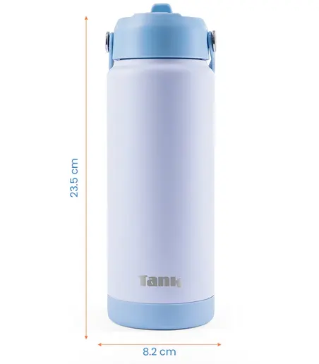 Tank Move Water Bottle, 750ml, Stainless Steel Bottle, Thermal Insulated, Leak Proof, Sky Blue