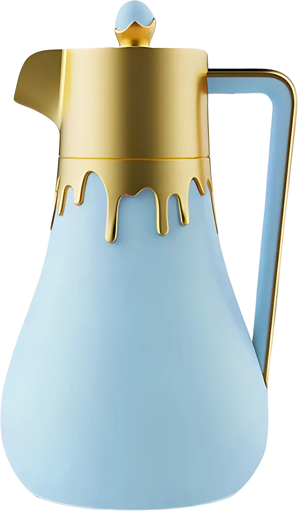 Al-Andalos Tea Thermos, 1 Liter Capacity, For Hot And Cold Drinks, Gold*Sky Color