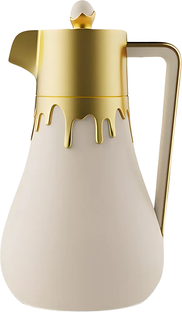 Al-Andalos Tea Thermos, 1 Liter Capacity, For Hot And Cold Drinks, Gold*Beige Color