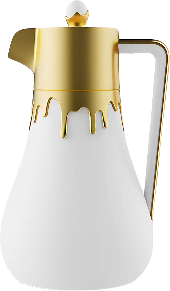 Al-Andalos Tea Thermos, 1 Liter Capacity, For Hot And Cold Drinks, Gold*White Color