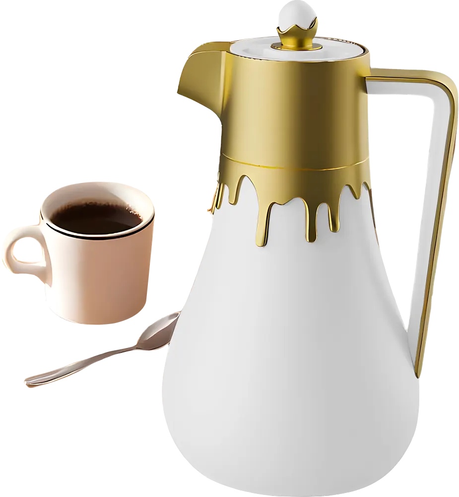 Al-Andalos Tea Thermos, 1 Liter Capacity, For Hot And Cold Drinks, Gold*White Color