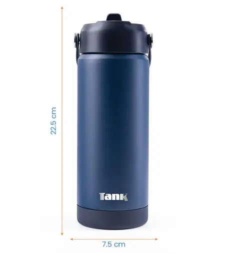 Tank Move Water Bottle, 550ml, Stainless Steel Bottle, Thermal Insulated, Leak Proof, Dark Blue