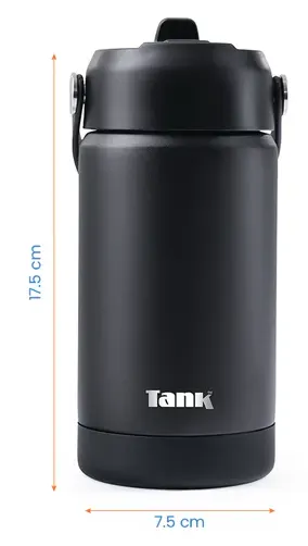 Tank Water Bottle, Stainless Steel, Bpa-free, Insulated, Leak-proof, Black, 350 Ml