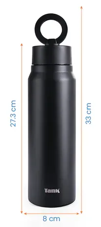 Tank Magnet Stainless Steel Water Bottle, Bpa-free, Insulated, Leak-proof, Black , 1000 Ml
