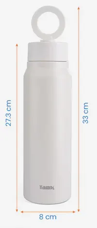 زجاجة مياه تانك ماغنت ستانلس ستيل خالية من مادة BPA، معزولة حراريًا، مانع للتسريب، كريمي ، 1000 مللي