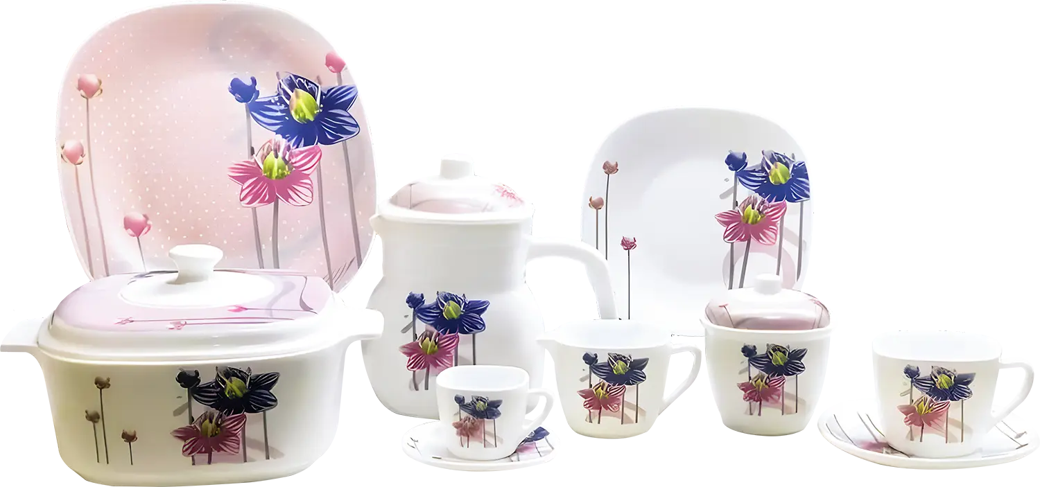 Arcopal Al-Andalos Square Dinner Set , 60 Pieces , Rose Decorated Colors , Model 2841