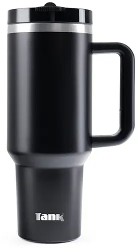 Tank Quencher Bottle, Stainless Steel, Bpa-free, Thermal Insulated, Leak-proof, Black, 1200 Ml