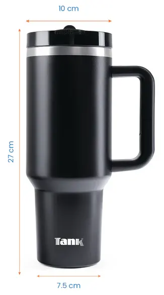 Tank Quencher Bottle, Stainless Steel, Bpa-free, Thermal Insulated, Leak-proof, Black, 1200 Ml