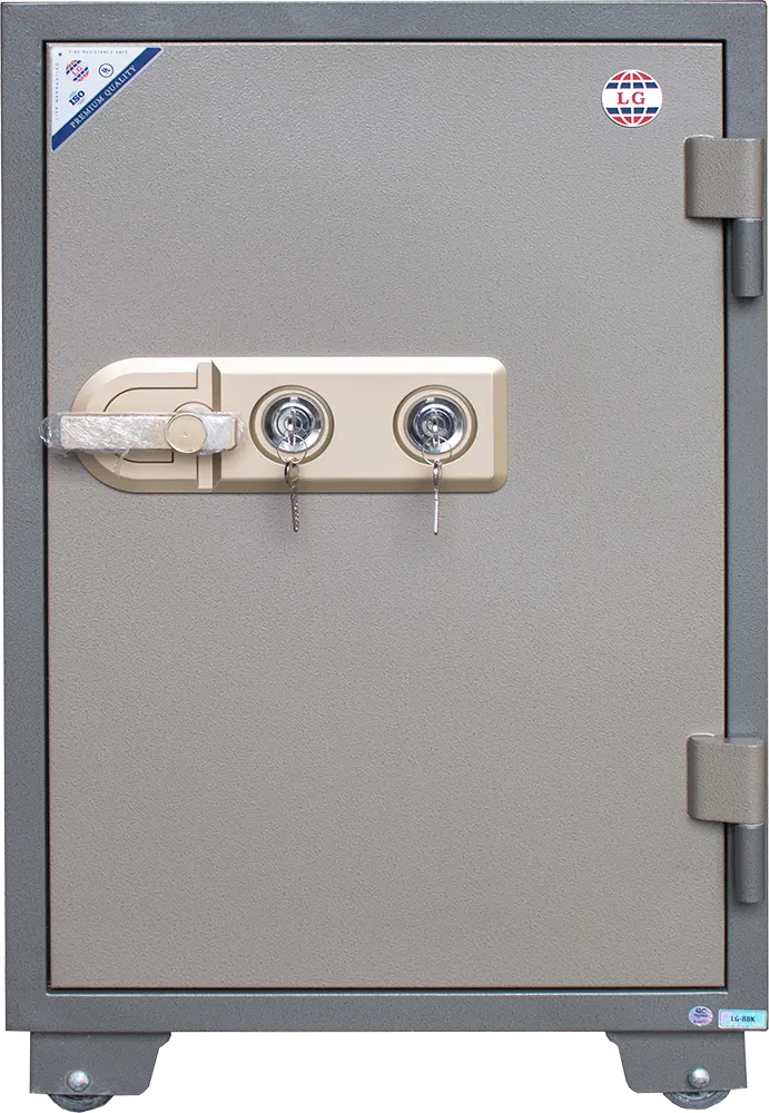 LG Fireproof Steel Cash Safe, Double Security Keys, Emergency Alarm, 88 x 57 x 50 cm, Grey, LG88K
