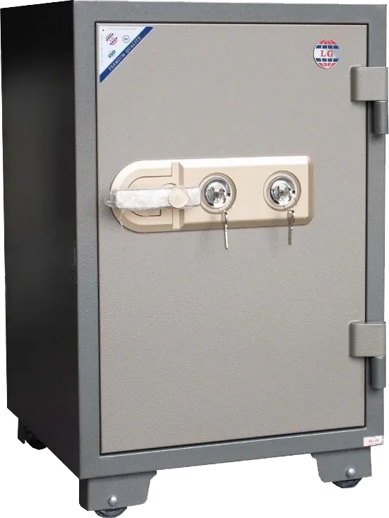 LG Vietnam Fireproof Steel Cash Safe, Dual Security Keys, Emergency Alarm, 77 x 50 x 49 cm, Grey, LG77K