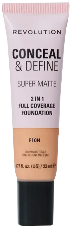 Revolution Conceal & Define Super Matte 2-in-1 Full Coverage Foundation, 23 Ml, F10n