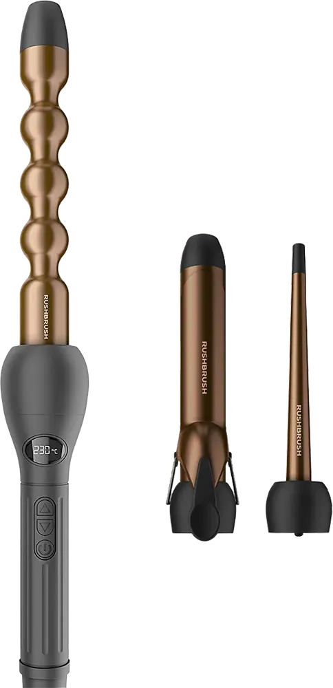 مكواة تجعيد الشعر راش براش 3 في 1 ، ألواح مصنوعة من سيراميك التورمالين ،230° سيلزيوس، برونز