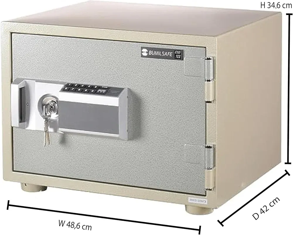 Bumilsafe  Korean Cash Safe, Digital Keypad, 2 Locks, Fire Resistant, 35 x 49 x 42 cm, ESD103