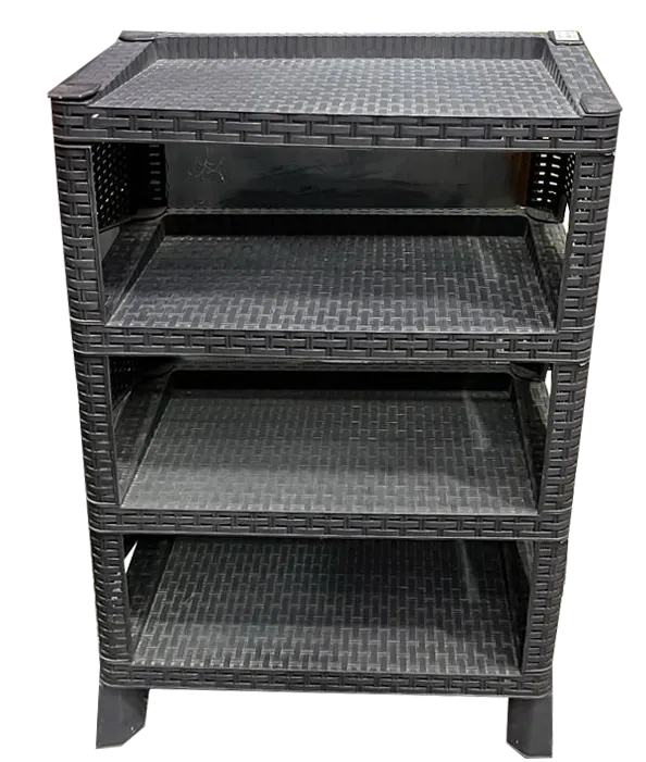 El Watania Rattan Shoe Rack, Black, 4 Floors