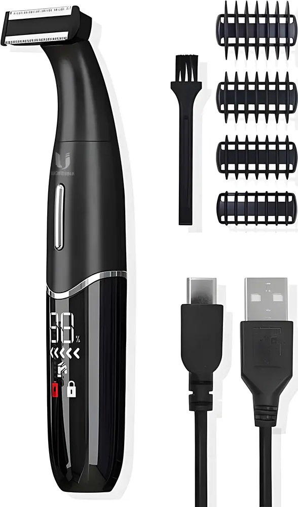 ماكينة حلاقة كيمي للوجه والجسم، قابلة للشحن، مقاومة للماء، لون أسود، موديل KM-1903
