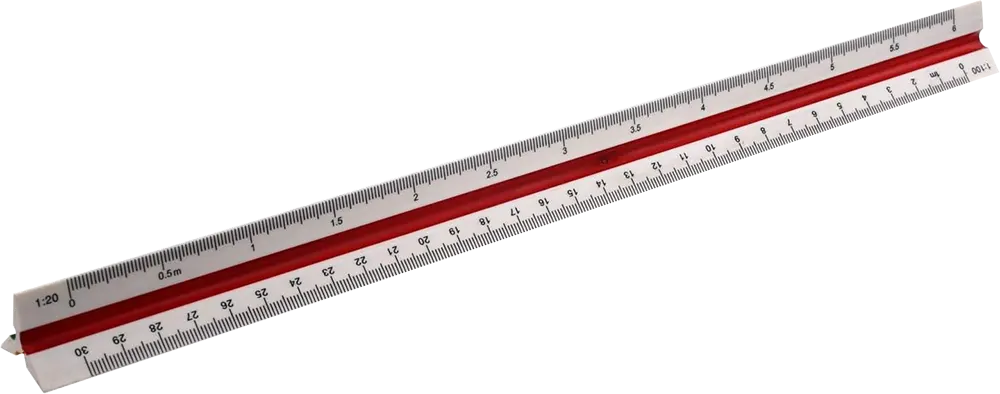 Scale ruler in the shape of a triangle, silver