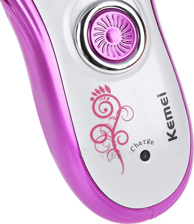 ماكينة إزالة شعر للنساء كيمي متعددة الاستخدامات 6 في 1، قابلة للشحن، مقاومة للماء، لون بينك، موديل KM-3066