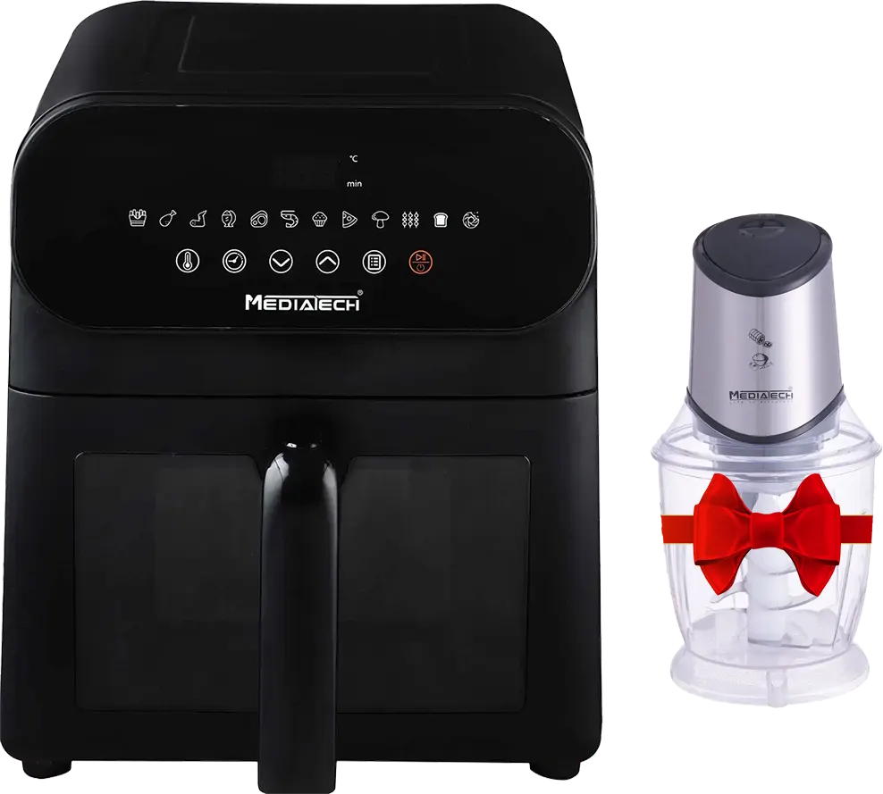 قلاية هوائية ميديا تك 1700 وات، 6 لتر، أسود، MT-AF35D + كبة ميديا تك، 700 وات، 1.5 لتر ، MT.CR40