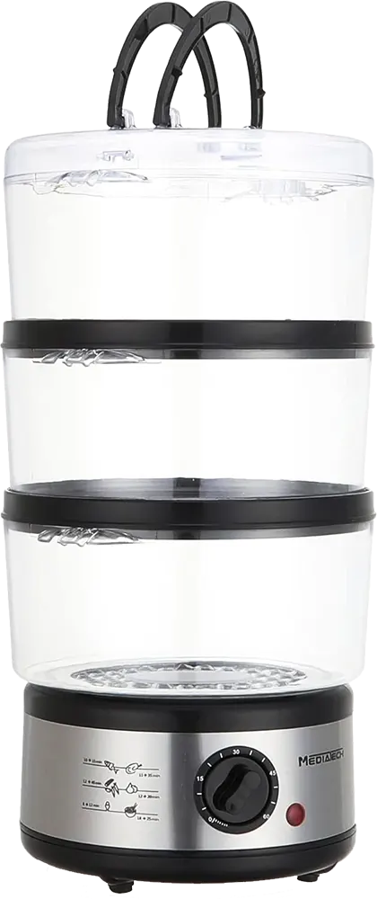 حلة طهي بالبخار ميديا تيك، 5 لتر، 3 طبقات، أسود، MT-FS88